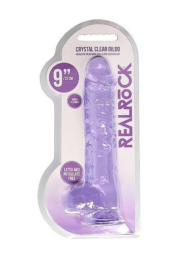 Real Cock 9in Realistic Dildo W/ Balls Purple