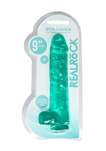 Realrock 9in Realistic Dildo W/ Balls Turquoise