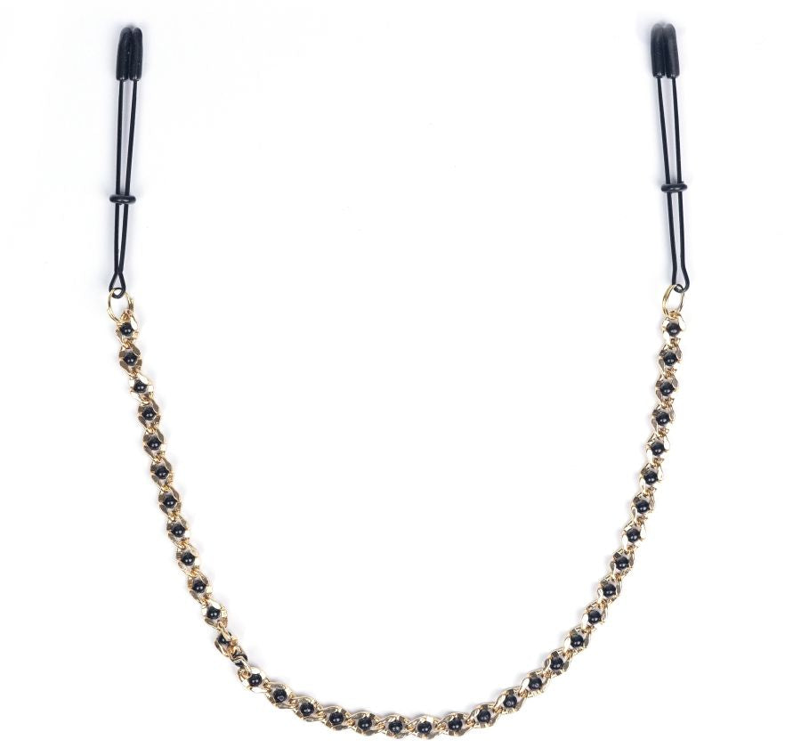 Black Tweezer Nipple Clamps W/ Beaded Chain Default Title