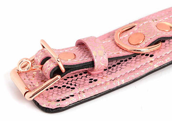 Microfiber Snake Print Wrist Restraints Pink W Leather Lining Default Title