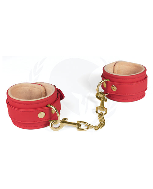 Plush Lined Red Pu Wrist Cuffs Default Title