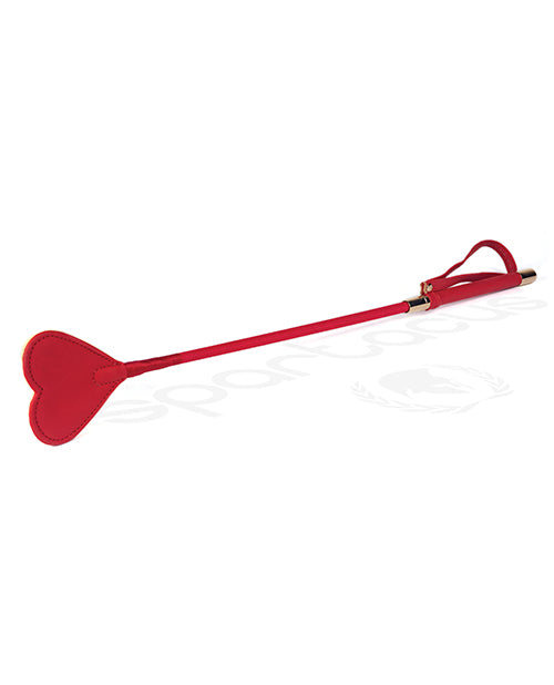 Plush Lined Red Pu Heart Shape Tip Riding Crop Default Title