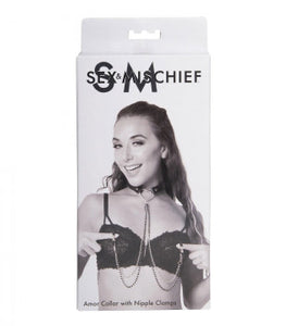 Sex & Mischief Amor Collar W/ Nipple Jewelry