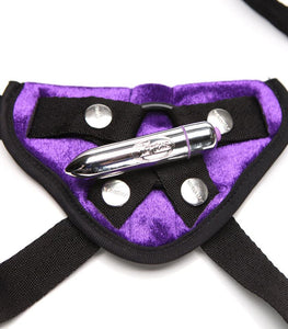 Velvet Vibrating Harness Purple