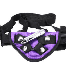 Velvet Vibrating Harness Purple