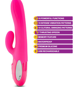 Viben Hypnotic Thrusting Rabbit W/ Clit Stim Hot Pink