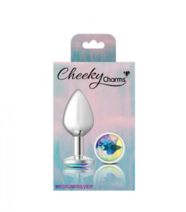 Cheeky Charms Round Clear Iridescent Medium Silver Plug