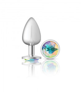 Cheeky Charms Round Clear Iridescent Silver Plug