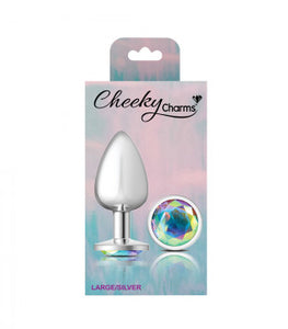 Cheeky Charms Round Clear Iridescent Silver Plug