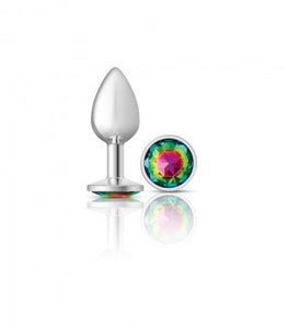 Cheeky Charms Round Rainbow Silver Plug