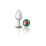 Cheeky Charms Round Rainbow Silver Plug Large