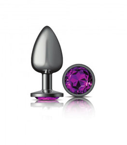 Cheeky Charms Round Purple Large Gunmetal Butt Plug