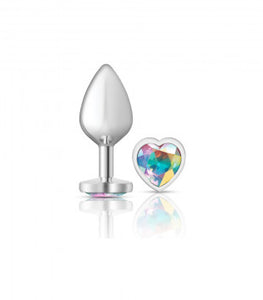 Cheeky Charms Heart Clear Iridescent Silver Plug