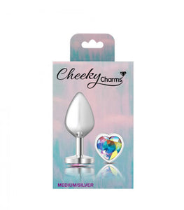 Cheeky Charms Heart Clear Iridescent Silver Plug