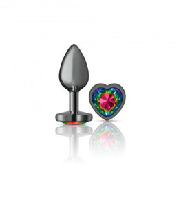 Cheeky Charms Heart Rainbow Gunmetal Butt Plug