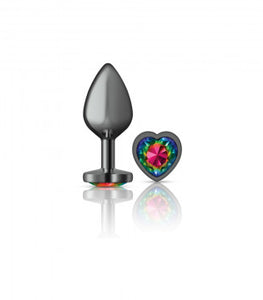 Cheeky Charms Heart Rainbow Gunmetal Butt Plug