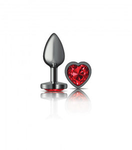 Cheeky Charms Heart Deep Red Gunmetal Butt Plug