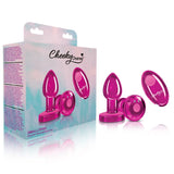 Cheeky Charms Vibrating Metal Plug Pink W/ Remote