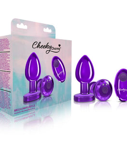 Cheeky Charms Vibrating Metal Plug Purple W/ Remote