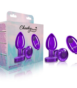 Cheeky Charms Vibrating Metal Plug Purple W/ Remote