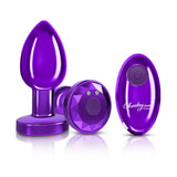 Cheeky Charms Vibrating Metal Plug Purple W/ Remote