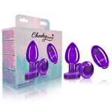 Cheeky Charms Vibrating Metal Plug Purple W/ Remote