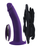 Vedo Diki Vibrating Dildo W/ Harness Deep Purple