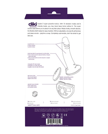 Vedo Diki Vibrating Dildo W/ Harness Deep Purple Default Title