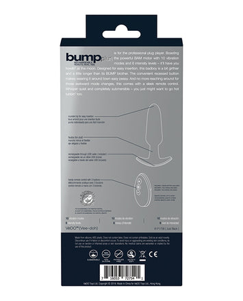 Vedo Bump Plus Rechargeable Remote Control Anal Vibe ust Black