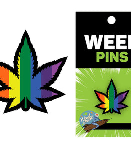 Rainbow Marijuana Leaf Pin