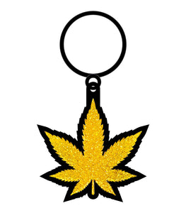 Gold Glitter Leaf Keychain