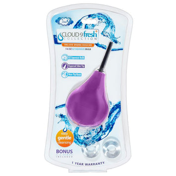 Cloud 9 Fresh + Deluxe Anal Soft Tip Enema Douche 7.6 Oz W/ Ez Squeeze Bulb & 2 C-rings Default Title