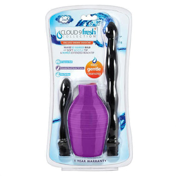 Cloud 9 Fresh + Deluxe Anal Enema Douche Kit 10.8 Oz Ez Squeeze Bulb W/ Soft Nozzle Default Title
