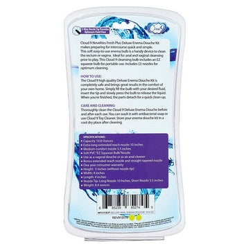 Cloud 9 Fresh + Deluxe Anal Enema Douche Kit 10.8 Oz Ez Squeeze Bulb W/ Soft Nozzle Default Title