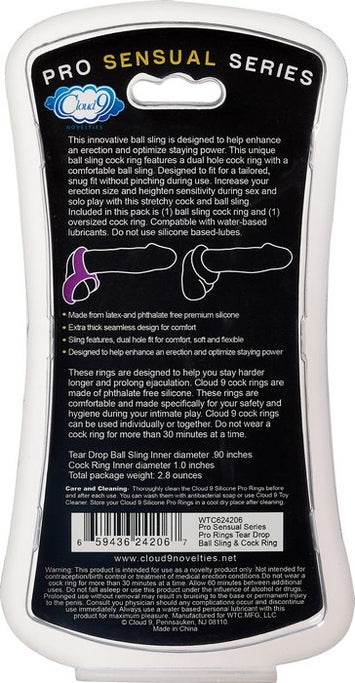 Pro Sensual Silicone Tear Drop Ring & Donut Sling 2 Pack Default Title