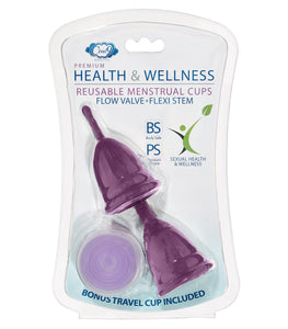 Cloud 9 Health & Wellness Reusable Menstrual Cups 3-pk W/bonus Travel Cup & Case