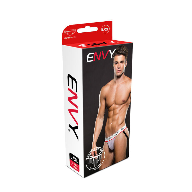 Envy Logo Elastic Lowrise Mesh Jock White