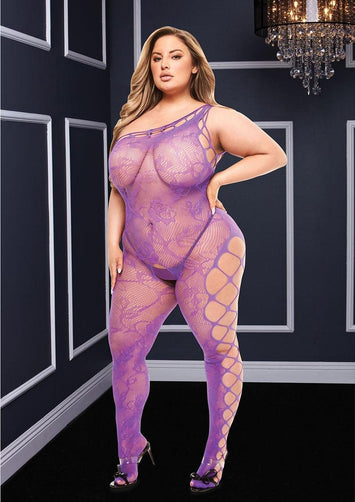 Off The Shoulder Bodystocking Purple Q/s Default Title