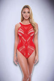 Jacquard Bodysuit Red O/s