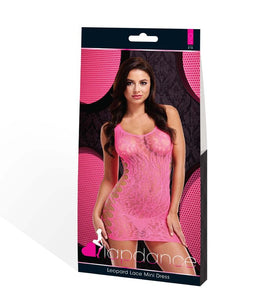 Lapdance Leopard Lace Mini Dress Pink O/s