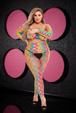 Lapdance Rainbow Crop Top & Pants Set Q/s