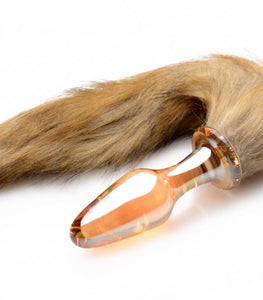Frisky Orange Glass Butt Plug W/fox Tail Default Title
