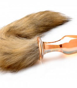 Frisky Orange Glass Butt Plug W/fox Tail Default Title