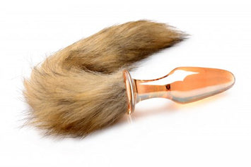 Frisky Orange Glass Butt Plug W/fox Tail Default Title