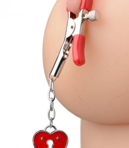 Master Series Charmed Heart Padlock Nipple Clamps