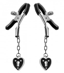 Master Series Charmed Heart Padlock Nipple Clamps