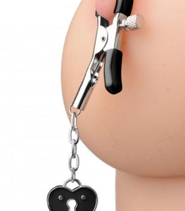 Master Series Charmed Heart Padlock Nipple Clamps