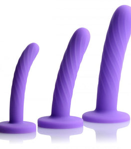 Strap U Tri Play 3 Pc Silicone Dildo Set Purple