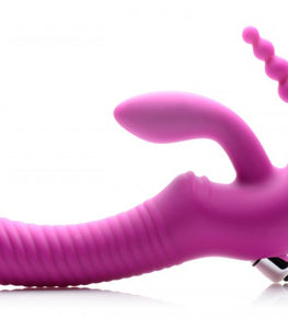 Strap U Regal Rider Vibrating Strapless Strap On Triple G Dildo