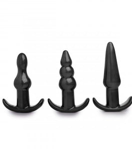 Trinity Vibes 4 Pc Vibrating Anal Plug Set Black